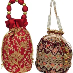 sunesh creation Women Maroon, Beige Potli-picture-38