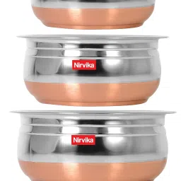 Stainless Steel Serving Bowl Stainless Steel Copper Urli/Handi Set Container Set/tapeli/Cookware Set of 5 Pcs-14