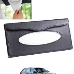 Leatherite Universal Black Rectangle Tissue Holder For Office,Home,Car-308 Vehicle Tissue Dispenser-image-99
