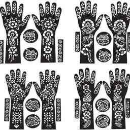 Heena Mehndi Sticker for Hands & Feet – Reusable Henna Design Stencils for Women-image-49