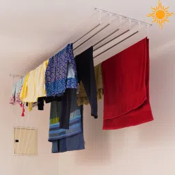 Steel Ceiling Cloth Dryer Stand 8 feet 6 pipes set with Metal Channel(Extra Cones & Caps)-19