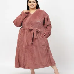 klotthe Rust Solid Woolen Women Bath Robe With Belt (3XL)-picture-12