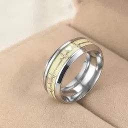 Luminous ECG Heartbeat Titanium Glow in The Dark Ring Stainless Steel Titanium Plated Ring-image-43