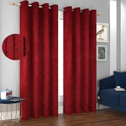 153 cm (5 ft) Velvet Room Darkening Window Curtain (Pack Of 2)-20