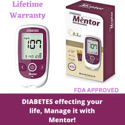 standard Mentor Blood glucose Monitoring Machine with 20 Strips Glucometer image 5