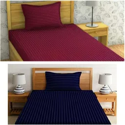 210 TC Cotton Single Striped Flat Bedsheet-image-43