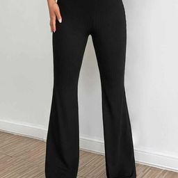broadstar Women Flared Black Lycra Blend Trousers-picture-42