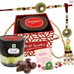 Rakhi with Lumba and Chocolates Gift Hamper for Brother and Sister in Law Paper Gift Box-image-34