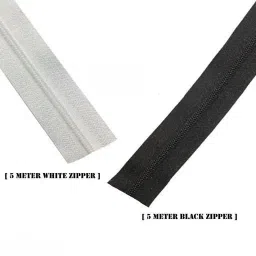 Zipper Roll (#5) 5 Meter Black & White Combo Black, White Nylon Two Way Open-ended Zipper-picture-0