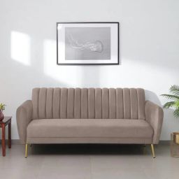 casacraft from pepperfry Fidel Chenille Fabric 3 Seater Sofa in Sandy Brown Colour-picture-5