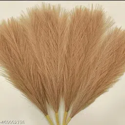 3 Pcs Artificial Fluffy Pampas Grass For Wedding, Home Decoration (Light Brown) Brown Dried Sticks Artificial Flower-13