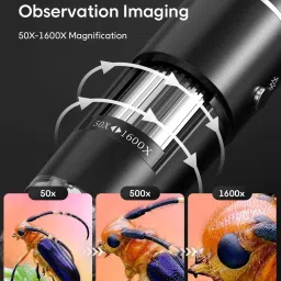 etzin USB 3x1 Digital Microscope 40X to 1600X, 8 LED Magnification Endoscope Camera Microscope Slide Box image 2