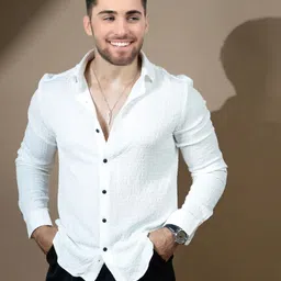 marmic fab Men Regular Fit Solid Spread Collar Casual Shirt-picture-4