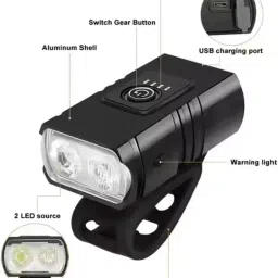 jancom LED Front Light for Bicycles Light Bicycle Flashlight USB Rechargeable LED Front Light image 2