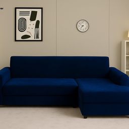 prabhnoor Velvet Plain 3+3 Seater L-Shape Sofa Cover-picture-11