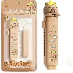 Pop-Up Mini Capybara Eraser Pencil Set with Unique & Cute Character Collection Eraser-image-2