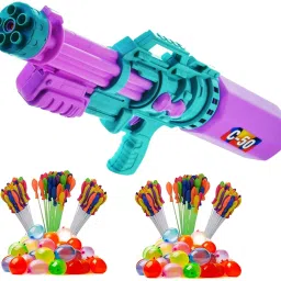 (1 Pichkari + 6 Magic Balloon)for Kids Holi & Summer Pool Party Fun Water Gun-image-71