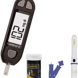 control d Sugar Testing Monitor with 5 Strips Glucometer image 2