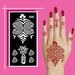 Flower Path Mehndi Stencil Sticker With Artistic Petal Flow Finger Line-image-90