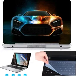 SDM 3in1 laptop accessories combo set , ultra hd printed(GALAXY CAR PORTRAIT) laptop skin with key guard , screen guard for all laptops and notebooks (for 15.6 inch laptops) Combo Set-image-2