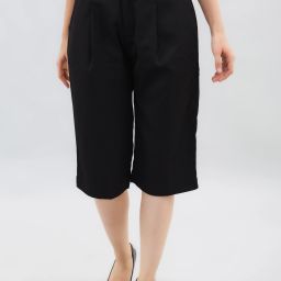 Solid Women Black Casual Shorts-image-19