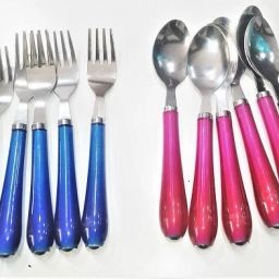 6 Crystal Spoon, 6 Fork set Steel Cutlery Set-27