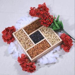 Wooden Pinewood Dry Fruits Gift Box | Handcrafted Box for Festive Gifting Tray Serving Set-8