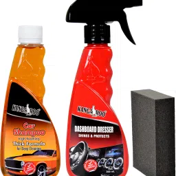Car Shampoo 300 ml, Dashboard Dresser Polish 300 ml, With 1 Foam Applicator Combo-21