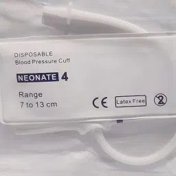 Alexera Disposable Nibp Cuff Neonatal Single Tube Size 4 White (07 TO 13CM) Bp Monitor Cuff image 2