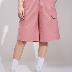 Solid Women Pink Bermuda Shorts-image-29