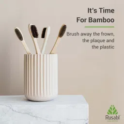 etszaz Organic Bamboo Toothbrush l Charcoal Activated Soft Bristles Extra Soft Toothbrush image 4