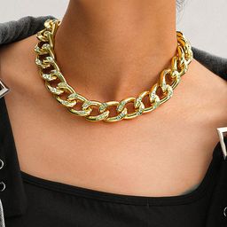 Yellow Chimes Gold Toned Crystal Studded Linked Chain Designed Statement Necklace-image-22
