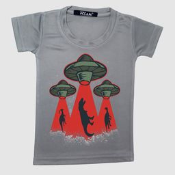 RISH Kids Grey UFO Dinosaur Printed T-shirt-image-83