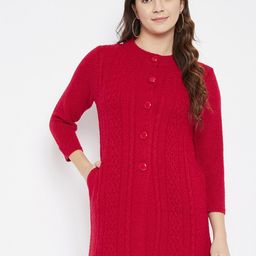 Zigo Women Red Longline Cardigan-picture-17