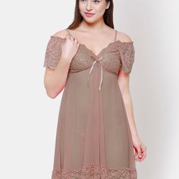FashionRack Coffee Brown Net Baby Doll-picture-54