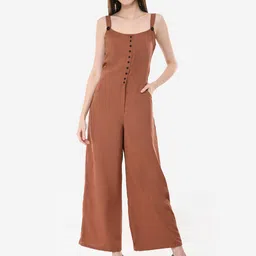 V&M Women Brown & Black Solid Basic Jumpsuit-image-20