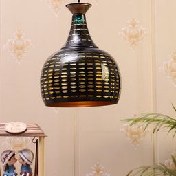 MFD HOME FURNISHING Black & Gold-Toned Self Design Quirky Hanging Light-19