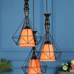 MFD HOME FURNISHING Black & Orange Iron Contemporary Cluster Lights-14