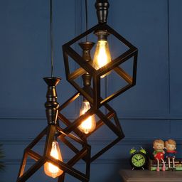 MFD HOME FURNISHING Black & Gold-Toned Iron Contemporary Cluster Light-image-12