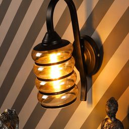 MFD HOME FURNISHING Black & Gold-Toned Glass Quirky Armed Sconces-11
