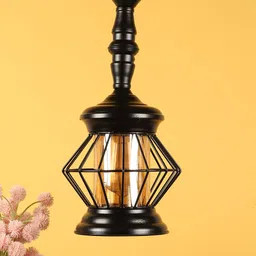 MFD HOME FURNISHING Black & Gold-Toned Iron Quirky Hanging Lamp-image-57