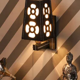 MFD HOME FURNISHING Black & White Contemporary Armed Sconce Wall Lamp-17