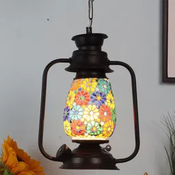 MFD HOME FURNISHING Black & Yellow Iron Quirky Hanging Lantern-image-36