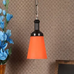 MFD HOME FURNISHING Black & Orange Solid Traditional Hanging Lamp-2