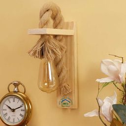 MFD HOME FURNISHING Brown Self Design Rope Wood Traditional Pendant Light-28