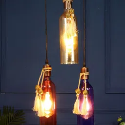 MFD HOME FURNISHING Gold-Toned & Blue Glass Quirky Cluster Lights-image-54