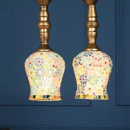 MFD HOME FURNISHING Multicoloured Glass Quirky Hanging Lamp-11