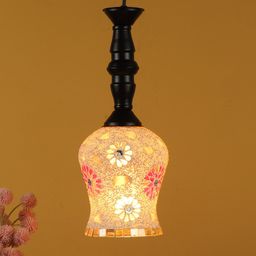 MFD HOME FURNISHING Multicoloured Textured Glass Quirky Hanging Lamp-16