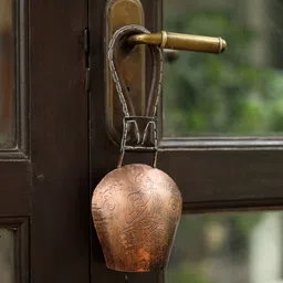 DULI Brown Metal Cowbell Windchime with Embossed Buddha Design-image-14