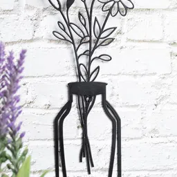 MARKET99 Set Of 3 Black Flower Design Wall Decor-38